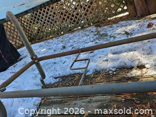 MaxSold Auction: Glass Top Metal Patio Table with Umbrella Hole, Seats 4 - Toronto (Ontario, Canada) SELLER MANAGED Moving Online Auction - Enfield Avenue