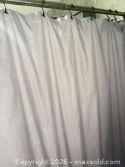 MaxSold Auction: Gray Geometric Cotton Shower Curtain with Metal Hooks - Toronto (Ontario, Canada) SELLER MANAGED Moving Online Auction - Enfield Avenue