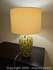 MaxSold Auction: Green Lime Ceramic Table Lamp with Drum Shade - Toronto (Ontario, Canada) SELLER MANAGED Moving Online Auction - Enfield Avenue
