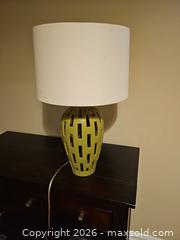 MaxSold Auction: Green Lime Ceramic Table Lamp with Drum Shade - Toronto (Ontario, Canada) SELLER MANAGED Moving Online Auction - Enfield Avenue