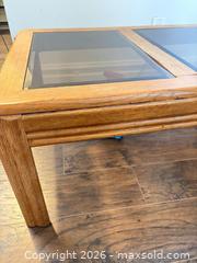 MaxSold Auction: Light Oak Rectangular Wood and Glass Coffee Table - Toronto (Ontario, Canada) SELLER MANAGED Moving Online Auction - Enfield Avenue