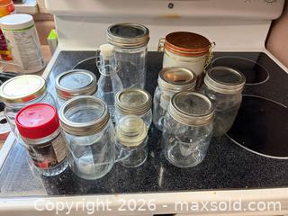 MaxSold Auction: Mixed Mason Jars, Canisters & Flip-Top Bottles — Lot of 10+ - Toronto (Ontario, Canada) SELLER MANAGED Moving Online Auction - Enfield Avenue