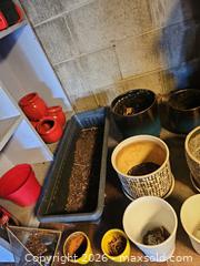 MaxSold Auction: Multi-Colored Glazed Ceramic Plant Pots (10+) - Toronto (Ontario, Canada) SELLER MANAGED Moving Online Auction - Enfield Avenue