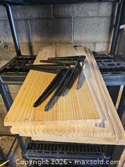 MaxSold Auction: Pine Wood Boards with Black Metal Shelf Brackets - Toronto (Ontario, Canada) SELLER MANAGED Moving Online Auction - Enfield Avenue