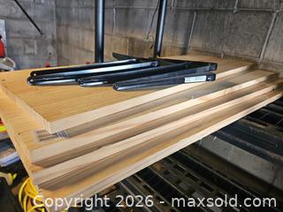 MaxSold Auction: Pine Wood Boards with Black Metal Shelf Brackets - Toronto (Ontario, Canada) SELLER MANAGED Moving Online Auction - Enfield Avenue