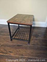 MaxSold Auction: Printer Stand / Metal Frame Table with Brown Top - Toronto (Ontario, Canada) SELLER MANAGED Moving Online Auction - Enfield Avenue