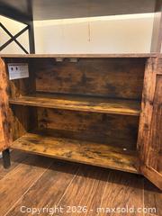 MaxSold Auction: Rustic Farmhouse Solid Wood Sideboard / Buffet, 4-Door, Open Top Shelf - Toronto (Ontario, Canada) SELLER MANAGED Moving Online Auction - Enfield Avenue