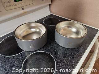 MaxSold Auction: Set of 2 Large Gray & Silver Pet Bowls with Stainless Interiors - Toronto (Ontario, Canada) SELLER MANAGED Moving Online Auction - Enfield Avenue