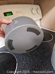 MaxSold Auction: Set of 2 Large Gray & Silver Pet Bowls with Stainless Interiors - Toronto (Ontario, Canada) SELLER MANAGED Moving Online Auction - Enfield Avenue