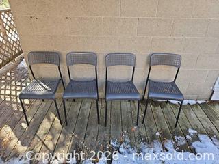 MaxSold Auction: Set of 4 Black Plastic and Metal Chairs - Toronto (Ontario, Canada) SELLER MANAGED Moving Online Auction - Enfield Avenue