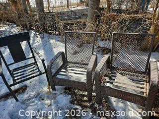 MaxSold Auction: Set of Three Patio Outdoor Chairs with Cushions - Toronto (Ontario, Canada) SELLER MANAGED Moving Online Auction - Enfield Avenue