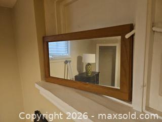 MaxSold Auction: Small Mirror Wood Frame, Natural Brown, Approx. 27 in Width - Toronto (Ontario, Canada) SELLER MANAGED Moving Online Auction - Enfield Avenue