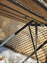 MaxSold Auction: Small Wood-Top Bistro Patio Table with Metal Frame, Folding - Toronto (Ontario, Canada) SELLER MANAGED Moving Online Auction - Enfield Avenue