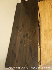 MaxSold Auction: Solid Wood Espresso TV Stand with Glass Doors & Open Shelves 54x20x28 1/2 - Toronto (Ontario, Canada) SELLER MANAGED Moving Online Auction - Enfield Avenue