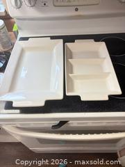 MaxSold Auction: Tabletop Off-White Ceramic Serving Platter Set of Two - Toronto (Ontario, Canada) SELLER MANAGED Moving Online Auction - Enfield Avenue