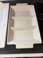 MaxSold Auction: Tabletop Off-White Ceramic Serving Platter Set of Two - Toronto (Ontario, Canada) SELLER MANAGED Moving Online Auction - Enfield Avenue