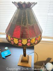 MaxSold Auction: Vintage Stained Glass Table Lamp, Brass Base - Toronto (Ontario, Canada) SELLER MANAGED Moving Online Auction - Enfield Avenue