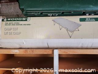 MaxSold Auction: Woods Metal Camp Cot, Gray — 300 lb Capacity - Toronto (Ontario, Canada) SELLER MANAGED Moving Online Auction - Enfield Avenue