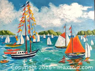 MaxSold Auction: Original Acrylic Seascape Painting on Stretched Canvas - Phoenixville (Pennsylvania, USA) SELLER MANAGED Estate Sale Online Auction - Vanderslice Street