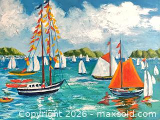 MaxSold Auction: Original Acrylic Seascape Painting on Stretched Canvas - Phoenixville (Pennsylvania, USA) SELLER MANAGED Estate Sale Online Auction - Vanderslice Street