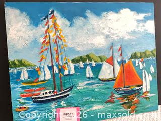 MaxSold Auction: Original Acrylic Seascape Painting on Stretched Canvas - Phoenixville (Pennsylvania, USA) SELLER MANAGED Estate Sale Online Auction - Vanderslice Street