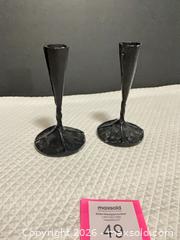 MaxSold Auction: Pair of Hand-Forged Iron Candle Holders, Black Patina - Phoenixville (Pennsylvania, USA) SELLER MANAGED Estate Sale Online Auction - Vanderslice Street