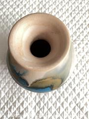 MaxSold Auction: VASE, southwest style -small Tan, Blue & Gold Ceramic Marble-Pattern  - Phoenixville (Pennsylvania, USA) SELLER MANAGED Estate Sale Online Auction - Vanderslice Street