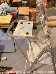 MaxSold Auction: Aluminum 3-Step Ladder (2 Steps + Top Platform) with Round Stool B - Ottawa (Ontario, Canada) PARTNER MANAGED Downsizing Online Auction - Topley Crescent