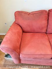 MaxSold Auction: Broyhill 3-Seater Microfiber Sofa, Coral/Terracotta C - Ottawa (Ontario, Canada) PARTNER MANAGED Downsizing Online Auction - Topley Crescent