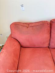 MaxSold Auction: Broyhill 3-Seater Microfiber Sofa, Coral/Terracotta C - Ottawa (Ontario, Canada) PARTNER MANAGED Downsizing Online Auction - Topley Crescent