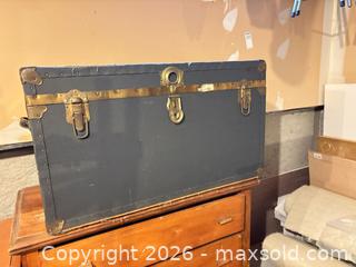 MaxSold Auction: Canvas-Covered Steamer Trunk with Brass Hardware C - Ottawa (Ontario, Canada) PARTNER MANAGED Downsizing Online Auction - Topley Crescent