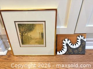 MaxSold Auction: Decorative Painted Tile & Framed Etching by K. Coburn?Donnelly A - Ottawa (Ontario, Canada) PARTNER MANAGED Downsizing Online Auction - Topley Crescent