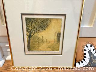 MaxSold Auction: Decorative Painted Tile & Framed Etching by K. Coburn?Donnelly A - Ottawa (Ontario, Canada) PARTNER MANAGED Downsizing Online Auction - Topley Crescent