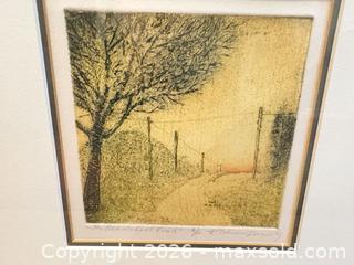 MaxSold Auction: Decorative Painted Tile & Framed Etching by K. Coburn?Donnelly A - Ottawa (Ontario, Canada) PARTNER MANAGED Downsizing Online Auction - Topley Crescent