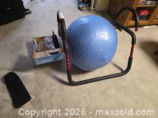 MaxSold Auction: Exercise set: stability ball, ab frame, ankle/wrist weights, pump A - Ottawa (Ontario, Canada) PARTNER MANAGED Downsizing Online Auction - Topley Crescent