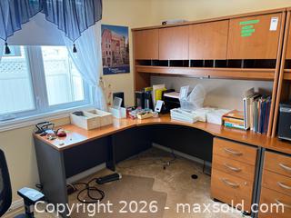 MaxSold Auction: L-shaped Laminate Office Desk with Hutch, File Drawers & Keyboard Tray C - Ottawa (Ontario, Canada) PARTNER MANAGED Downsizing Online Auction - Topley Crescent