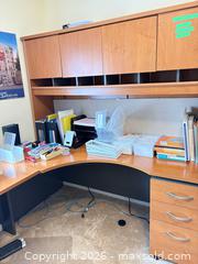 MaxSold Auction: L-shaped Laminate Office Desk with Hutch, File Drawers & Keyboard Tray C - Ottawa (Ontario, Canada) PARTNER MANAGED Downsizing Online Auction - Topley Crescent