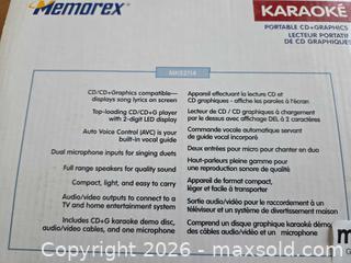 MaxSold Auction: Memorex MKS2114 Karaoke CD+G Portable CD Player A - Ottawa (Ontario, Canada) PARTNER MANAGED Downsizing Online Auction - Topley Crescent