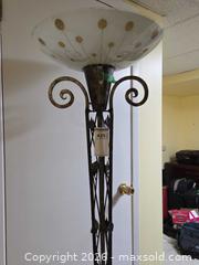 MaxSold Auction: Ornate Scrollwork Metal Floor Lamp with Frosted Glass Shade B - Ottawa (Ontario, Canada) PARTNER MANAGED Downsizing Online Auction - Topley Crescent