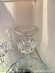 MaxSold Auction: Pressed Cut Glass Floral Etched Decorative Bowl with Scalloped Edge B - Ottawa (Ontario, Canada) PARTNER MANAGED Downsizing Online Auction - Topley Crescent