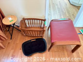 MaxSold Auction: Small furniture lot: magazine rack, folding stool, ottoman, lap desk A - Ottawa (Ontario, Canada) PARTNER MANAGED Downsizing Online Auction - Topley Crescent