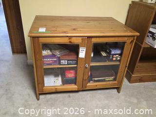MaxSold Auction: Solid Wood Cabinet / Media Console with Glass-Front Doors C - Ottawa (Ontario, Canada) PARTNER MANAGED Downsizing Online Auction - Topley Crescent