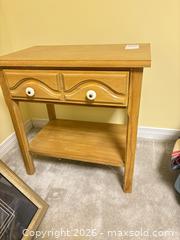 MaxSold Auction: Traditional Honey Nightstand with Drawer and Lower Shelf B - Ottawa (Ontario, Canada) PARTNER MANAGED Downsizing Online Auction - Topley Crescent