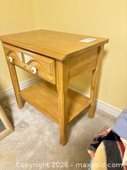 MaxSold Auction: Traditional Honey Nightstand with Drawer and Lower Shelf B - Ottawa (Ontario, Canada) PARTNER MANAGED Downsizing Online Auction - Topley Crescent