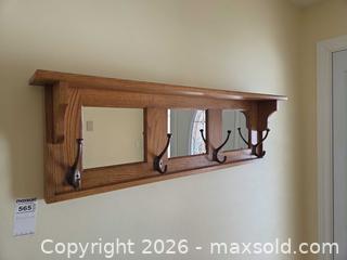 MaxSold Auction: Wall-Mounted Coat Rack with 3 Mirrors, 4 Hooks, Light/Medium Oak A - Ottawa (Ontario, Canada) PARTNER MANAGED Downsizing Online Auction - Topley Crescent