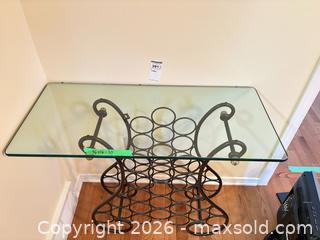 MaxSold Auction: Wine Rack Console Table with Glass Top and Metal Base A - Ottawa (Ontario, Canada) PARTNER MANAGED Downsizing Online Auction - Topley Crescent