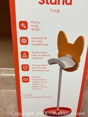 MaxSold Auction: New! Corgi Dog Figurine Headphone Stand, Orange & Red Plastic - Welland (Ontario, Canada) SELLER MANAGED Reseller Online Auction - Young Road