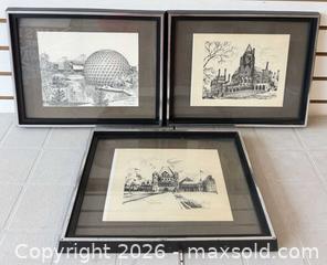 MaxSold Auction: (3) Vintage Framed & Signed Detailed Artwork Sketches (Casa Loma, Queen's Park & Cinesphere Theatre) - Toronto (Ontario, Canada) PARTNER MANAGED Reseller Online Auction - Queen Street West