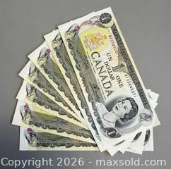 MaxSold Auction: (6) Vintage Canadian $1 Bills (1973) - Toronto (Ontario, Canada) PARTNER MANAGED Reseller Online Auction - Queen Street West