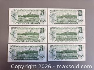 MaxSold Auction: (6) Vintage Canadian $1 Bills (1973) - Toronto (Ontario, Canada) PARTNER MANAGED Reseller Online Auction - Queen Street West